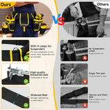 NEW Tool Belt, Magnetic Tool Pouch, 27-Pockets Heavy Duty Padded Tool Belts for Men, Detachable & Adjustable Tool Pouch Bag for Electrician, Carpenter, Construction, Work Apron, Utility Belt, Black, Yellow