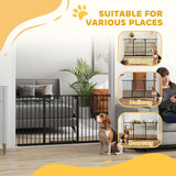 NEW Retails $86, PawHut 29"-58" Wide Pet Gate with Door Dog Gate and Barrier Indoor for Stairs Includes 7", 8", 12" Extensions Kit, 30 Inch Tall Pressure-Mounted Safety Gate, Black