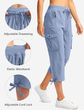NEW Soothfeel Women's Cargo Capris Pants with 6 Pockets Lightweight Quick Dry Travel Hiking Summer Pants for Women Casual, Stone Blue, Sz XL