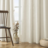 NEW Retails $66, Joydeco Curtains, 52x108 Inches Long, 2 Panels Set, Farmhouse Drapes for Living Room, Semi-Blackout, Linen-Polyester, Ivory on Linen, Rod Pocket