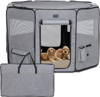 NEW Petsfit Top and Bottom Zipper Pop Up Dog Playpen for Travel and Camping, 33" Diameter x 21" Height, Retails $110+