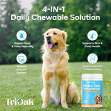 NEW TriOak Flea and Tick Prevention for Dogs Chewable: Natural Soft Dog Treats, Oral Pet Treatment for Dogs Health & Immunity - Daily Supplement & Repellent Chews for Small, Large Dog, Puppy Flea & Tick Control, BB: 07/26