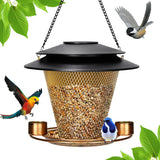 NEW Retails $87+ Solar Bird Feeder Outdoors Wild Bird Feeders Metal Mesh Bird Feeder Outside Hanging Bird Feeder 2.5 lbs Capacity Bronze
