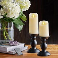 NEW Luminara Moving Flame Pillar Flameless LED Candle, Scalloped Edge, Real Wax, Unscented - Ivory (4.5-inch)