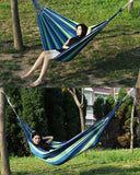 NEW Canvas Hammock 108" Long X 59" Wide 2 Person Hammock 440 pounds Maximum Weight Applicable Scenes in Courtyard Autumn, Indoor Hanging Chairs, Beach Leisure (Blue-Green)