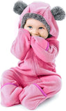 NEW Retails $52, Toddler Cuddle Club Hooded Fleece Jumper 4T Pink Bear Onesie
