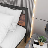 NEW IN BOX Retails $200, BOFENG Queen Size Bed Frames with Wood Headboard and Footboard, Heavy Duty Platform Bed Frame with Storage No Box Spring Needed Queen Mattress Foundation, Strong Steel Slats, Noise Free, Queen Size