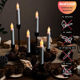 NEW WYZworks 6.25" Set of 12 Warm White Flameless LED Taper Candles Mini Battery Operated Wax Dipped White Body - Batteries Not Included Retails $58+