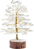 NEW Retails $45, Clear Quartz Tree Handmade Gift Tree of Life Crystal Trees as Home Decor Ornament, Chakra Tree, Feng Shui Tree Bonsai Money Trees for Reiki Healing Office Table Decorations Golden Wire 10 Inch