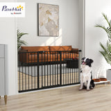 NEW Retails $86, PawHut 29"-58" Wide Pet Gate with Door Dog Gate and Barrier Indoor for Stairs Includes 7", 8", 12" Extensions Kit, 30 Inch Tall Pressure-Mounted Safety Gate, Black
