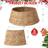 NEW Retails $73 Rattan Christmas Tree Collar - 24" Rustic Farmhouse Tree Skirt- Xmas Tree Base Cover for Christmas Decoration- Woven Holiday Tree Ring Accessory for Home, Living Room (Natural. 24 in)