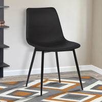 NEW Armen Living Monte Side Chair in Black Faux Leather and Black Powder Finish, Black, Retails $160+