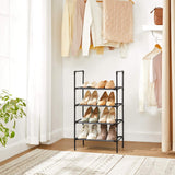 NEW SONGMICS 4-Tier Shoe Rack, Shoe Storage Organizer with Metal Frame, Black