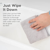 NEW IRIS USA Cat Litter Box, Rectangular Top Entry Litter Box with Scoop, Large Cat Litter Box Enclosure, Kitty Litter Box, Litter Box with Litter Catching Lid, White/Gray, Small Chip On Corner From Transport, Retails $78+