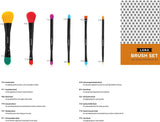 NEW SHANY 6 Piece Double Sided Travel Brush Set with Pouch Synthetic and Natural Hair, Luna