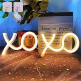 NWQ ENUOLI Neon Lights for Wall Decor XOXO Warm White LED Neon Sign 11.8x3.8 Inches USB/Battery Powered LED Night Light for Bedroom Home Decor Kids Room Gift