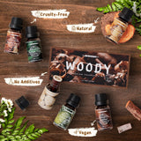NEW Woody Essential Oils Set, ARVIDSSON Natural Aromatherapy Oils Gift Set, Manly Fragrance Oil for Diffuser - Sandalwood, Frankincense, Cedar, Pine, Leather, Teakwood, Gift for Women and Men, BB: 05/28