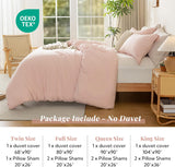 NEW Retails $80, Duvet Cover Set Pink - Washed Microfiber Bedding Set Full Size 2 Pieces with Zipper Closure, 1 Duvet Cover 80x90 inches and 2 Pillow Shams, Pink Mocha, Queen