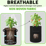 NEW Retails $40, SYITCUN 4 Pack 15 Gallon Potato Growing Bags, Thickened Nonwoven Fabric Grow Bags with 2 Windows & 2 Reinforced Handle, Potato Bags for Growing Potatoes, Vegetable and Fruits