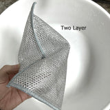 NEW 4 PCS Double Layer Wire Dishwashing Cloths Non Scratch Multipurpose Stainless Steel Cleaning Cloth 20x28 cm Two Layer Metal Wire Dishcloths Rag Towel for Kitchen Dish Sink Stove Top
