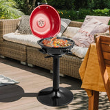 NEW Retails $150, COSTWAY Electric BBQ Grill, Portable Grill with Metal Cooking Grilling Rack, Detachable Temperature Control & Removable Grease Collector, Outdoor Freestanding Grill for Camping & Tailgating (Red)