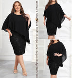 NEW Retails $80+ Hanna Nikole Black Lace Hanna Nikole Women's Plus Size Sleeveless Cape Dress with Chiffon Overlay Bodycon Pencil Dress Sz 20W