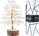 NEW Retails $45, Clear Quartz Tree Handmade Gift Tree of Life Crystal Trees as Home Decor Ornament, Chakra Tree, Feng Shui Tree Bonsai Money Trees for Reiki Healing Office Table Decorations Golden Wire 10 Inch