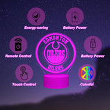 NEW LCFhome Ice Hockey Night Light, 3D Oilers Night Light, Edmonton Lamp, 16 Color Changing with Remote Control+Timer+Dim, Christmas Birthday Gifts for Kids Boys Girls Men Women Hockey Sports Fans