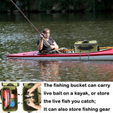 NEW Foldable Fishing Bucket, 23L Live Fish Container, Multi-Functional Bait Bucket, Outdoor Camping EVA Bag and Protection Bucket (ArmyGreen, 23L/6Gallon)