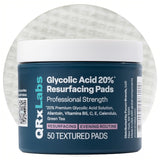 NEW Sealed QRxLabs Glycolic Acid Pads - 20% Resurfacing Pads AHA for Face & Body - Exfoliates Skin Surface and Reduces Appearance of Fine Lines and Wrinkles - Acne Treatment Clearing - Daily Pads - 50ct