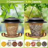 NEW Retails $87+ Solar Bird Feeder Outdoors Wild Bird Feeders Metal Mesh Bird Feeder Outside Hanging Bird Feeder 2.5 lbs Capacity Bronze