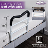NEW Retails $84, MedPro - MGrip Adjustable Contoured Bed Rail with Multiple Gripping Positions, Black/White