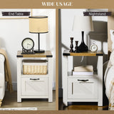 NEW Retails $125, HOMCOM Farmhouse End Table Side Table Nightstand, White