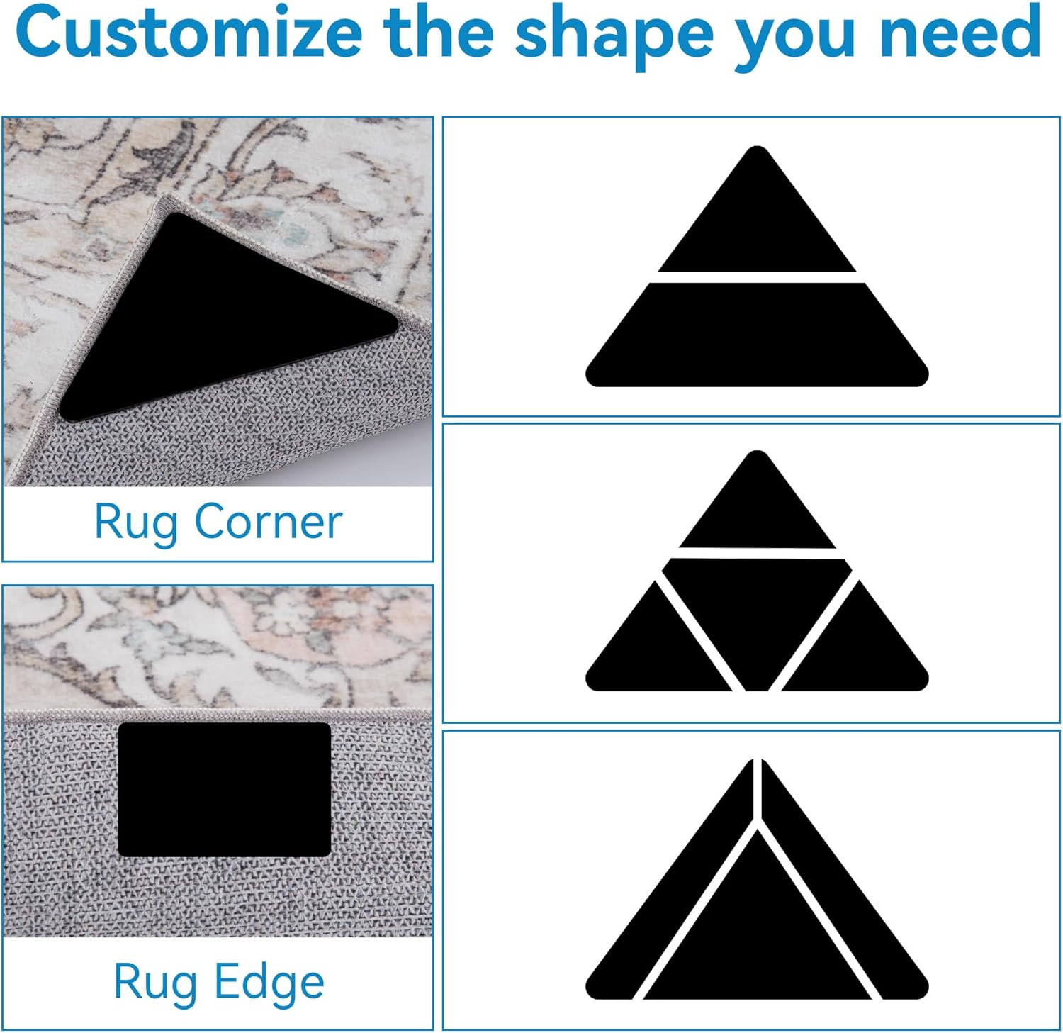 NEW Mcadore 4 Pack Rug Gripper Pads, Reusable and Washable Rug Gripper for Area Rugs