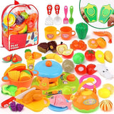 NEW Cutting Pretend Play Food with Bag 41 Pcs Food Toy Kitchen Set Kids Educational Toy