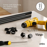 NEW Umbra Cappa Modern 1" Curtain Rod, Includes 2 Matching Finials, Brackets & Hardware, 120” to 180”, Black, Retails $68