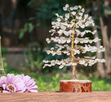 NEW Retails $45, Clear Quartz Tree Handmade Gift Tree of Life Crystal Trees as Home Decor Ornament, Chakra Tree, Feng Shui Tree Bonsai Money Trees for Reiki Healing Office Table Decorations Golden Wire 10 Inch