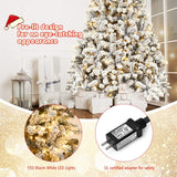 NEW Retails $245, COSTWAY 9 FT Pre-Lit Christmas Tree, Snow Flocked Hinged Xmas Tree with 1498 Branches Tips & 550 LED Lights, Metal Stand, Artificial Pine Lighted Holiday Tree for Home Office Decorations