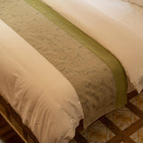 NEW OSVINO Natural Modern Linen Bed End Scarf Runner Protector No Fading Soft, Green Fits All Size Beds, Retails $49+