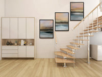 NEW Retails $81, Set of 3 Coastal Framed Wall Art Paintings 16 x 24 Inch each frame, Modern Abstract Shapes Wall Decor for Living Room Bedroom Office Home