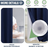 NEW Hotel Fabric Shower Curtain Shower Curtain Machine Washable with Snap in Removable Liner for Bathroom Bathtubs Spa (Blue, 54" W X 74" H)