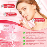 NEW Sealed Sugar-Free Hydrolyzed Collagen Peptide Filled Gummies for Women & Men, with 1500mg Protein Type I,II,III,V,X, 5000mcg Biotin Vitamin C A E D3 B6 B12 for Immune Digestion Skin Hair Nails, BB: 05/27