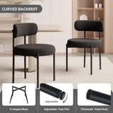 NEW IN BOX Retails $180, Nalupatio Dining Chairs Set of 2, Round Boucle Dining Room Chairs with Curved Backrest & Thick Cushion, Mid-Century Modern Upholstered Teddy Fabric Kitchen Side Chairs with Metal Legs, Black