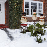 NEW Retails $82, E-view Metal Snowman Garden Stake Christmas Yard Signs with LED Light - Outdoor Decorative Snowman Welcome Sign Winter Holiday Lawn Decoration