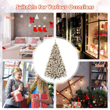 NEW Retails $245, COSTWAY 9 FT Pre-Lit Christmas Tree, Snow Flocked Hinged Xmas Tree with 1498 Branches Tips & 550 LED Lights, Metal Stand, Artificial Pine Lighted Holiday Tree for Home Office Decorations