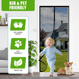 NEW Black Magnetic Screen Door, Door Screens with Magnets Heavy Duty, Mesh Screen Size 38x82Inch for Patio Sliding Screen Door, Kids Pets Freely Access, Away Mosquito