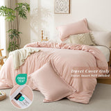 NEW Retails $80, Duvet Cover Set Pink - Washed Microfiber Bedding Set Full Size 2 Pieces with Zipper Closure, 1 Duvet Cover 80x90 inches and 2 Pillow Shams, Pink Mocha, Queen