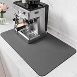 NEW PoYang 24"x16" Coffee Mat Large, Coffee Bar Accessories for Countertop, Absorbent Dish Drying Mat, Anti-Slip and Hide Stain Pad for Espresso Machine, Espresso Maker and Kitchen Counter, Gray