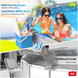 NEW Retails $70, Pool Cooler with Pool Cup Drinks Holders, Above Ground Swimming Pool Accessories, Poolside Cooler 14QT Portable, for 3 inches or Less Top Rail