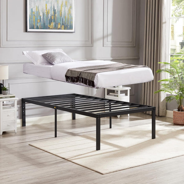 NEW VECELO 18" Twin Platform Tall Bed Frame, Heavy Duty Steel Slat/Easy Assembly Mattress Foundation/No Box Spring Needed, Retails $112
